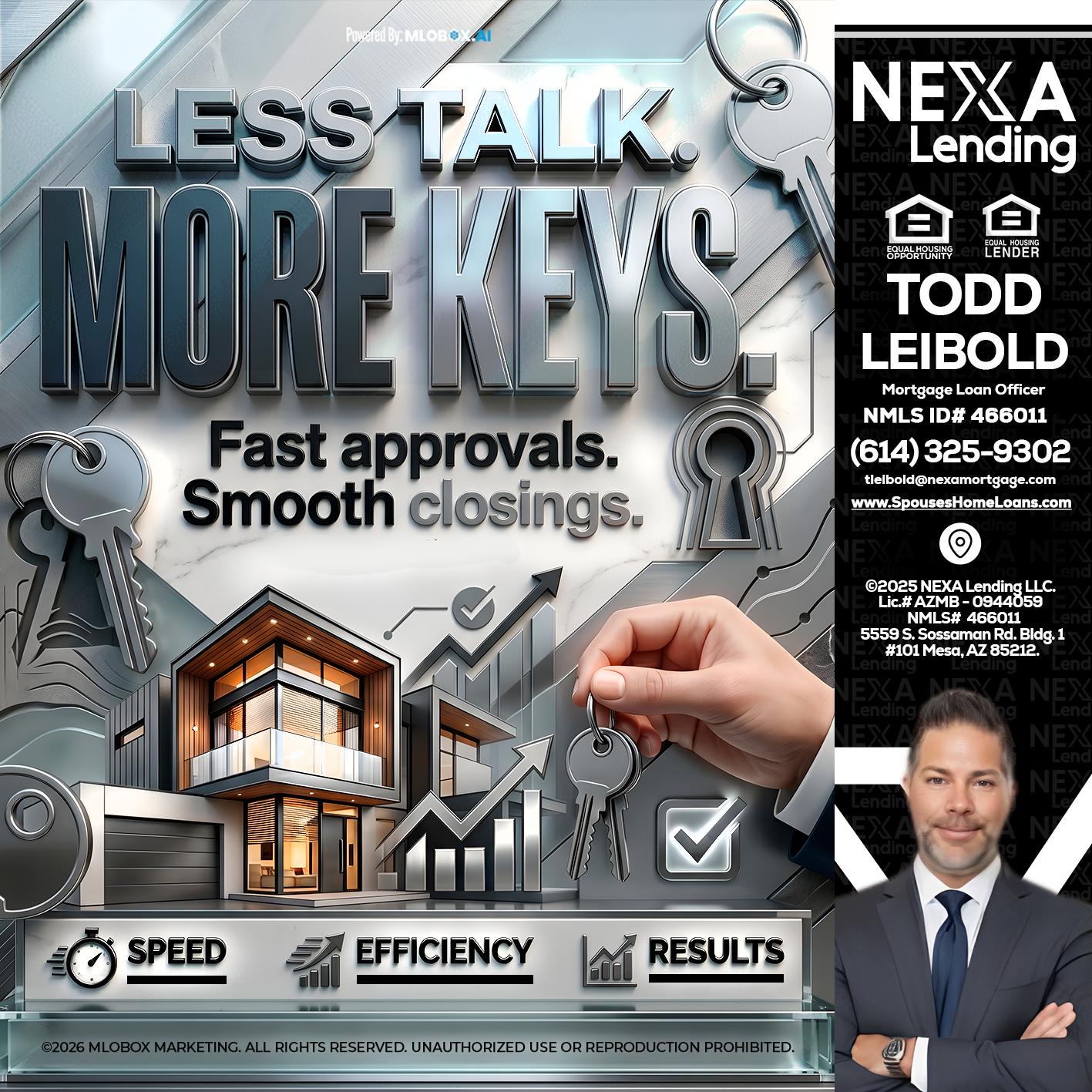 LESS TALK, MORE KEYS! - Todd Leibold -Mortgage Loan Officer