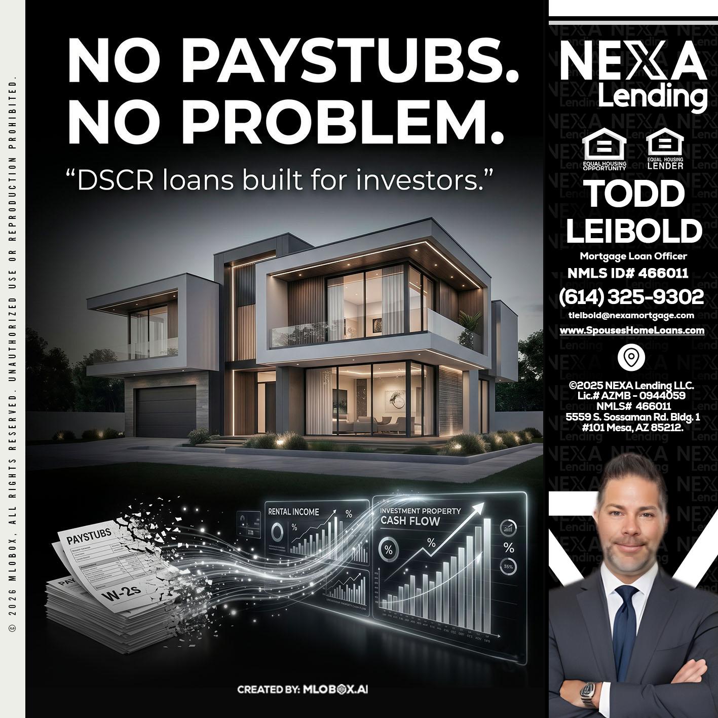 no paystub - Todd Leibold -Mortgage Loan Officer