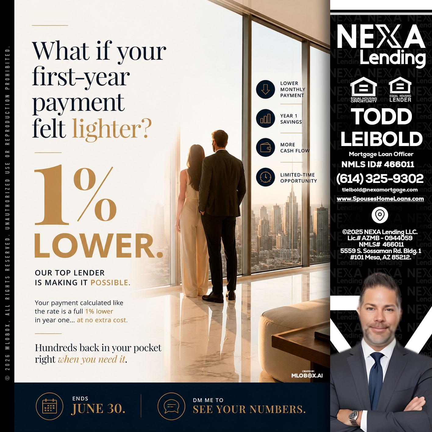 1% lower - Todd Leibold -Mortgage Loan Officer