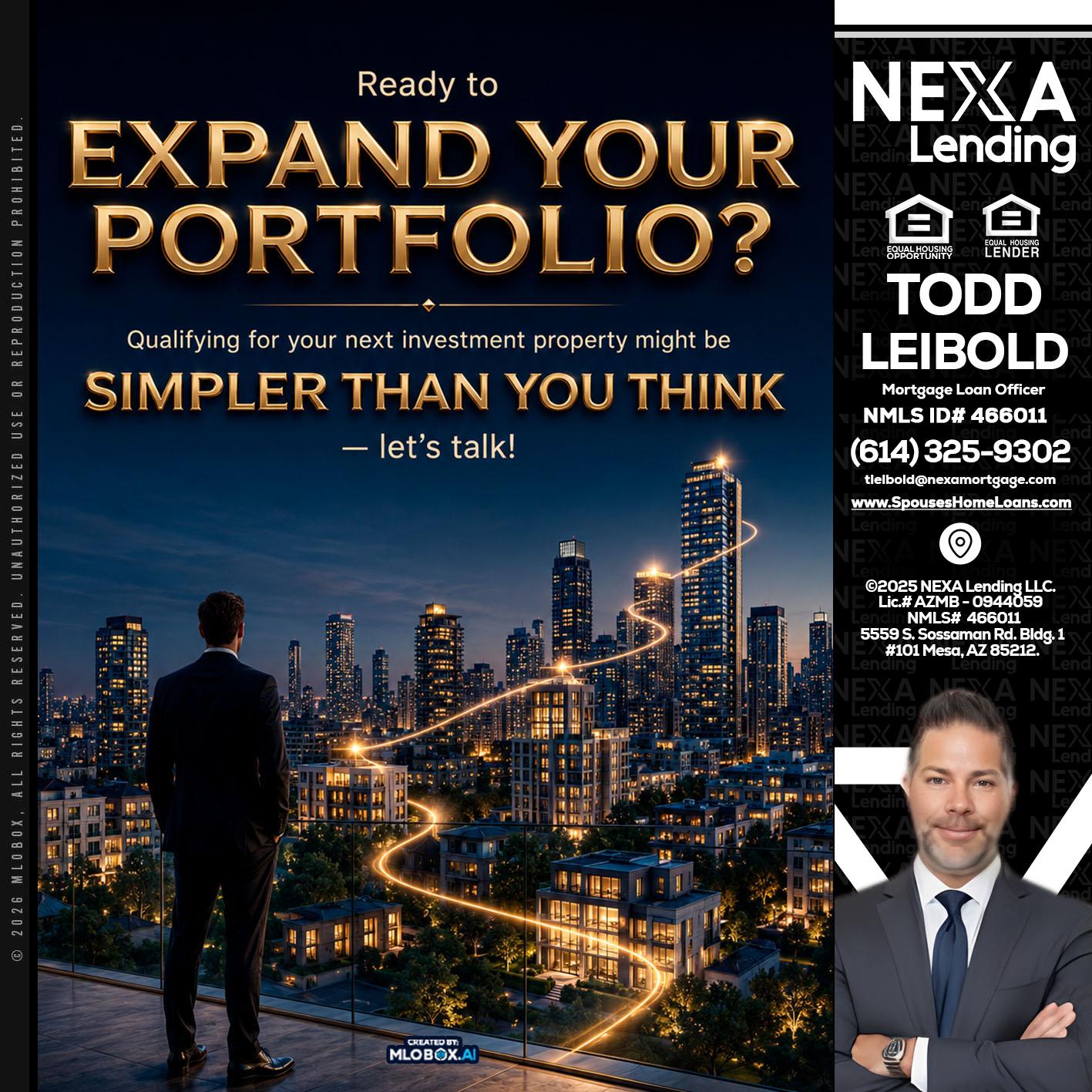 expand you portfolio - Todd Leibold -Mortgage Loan Officer